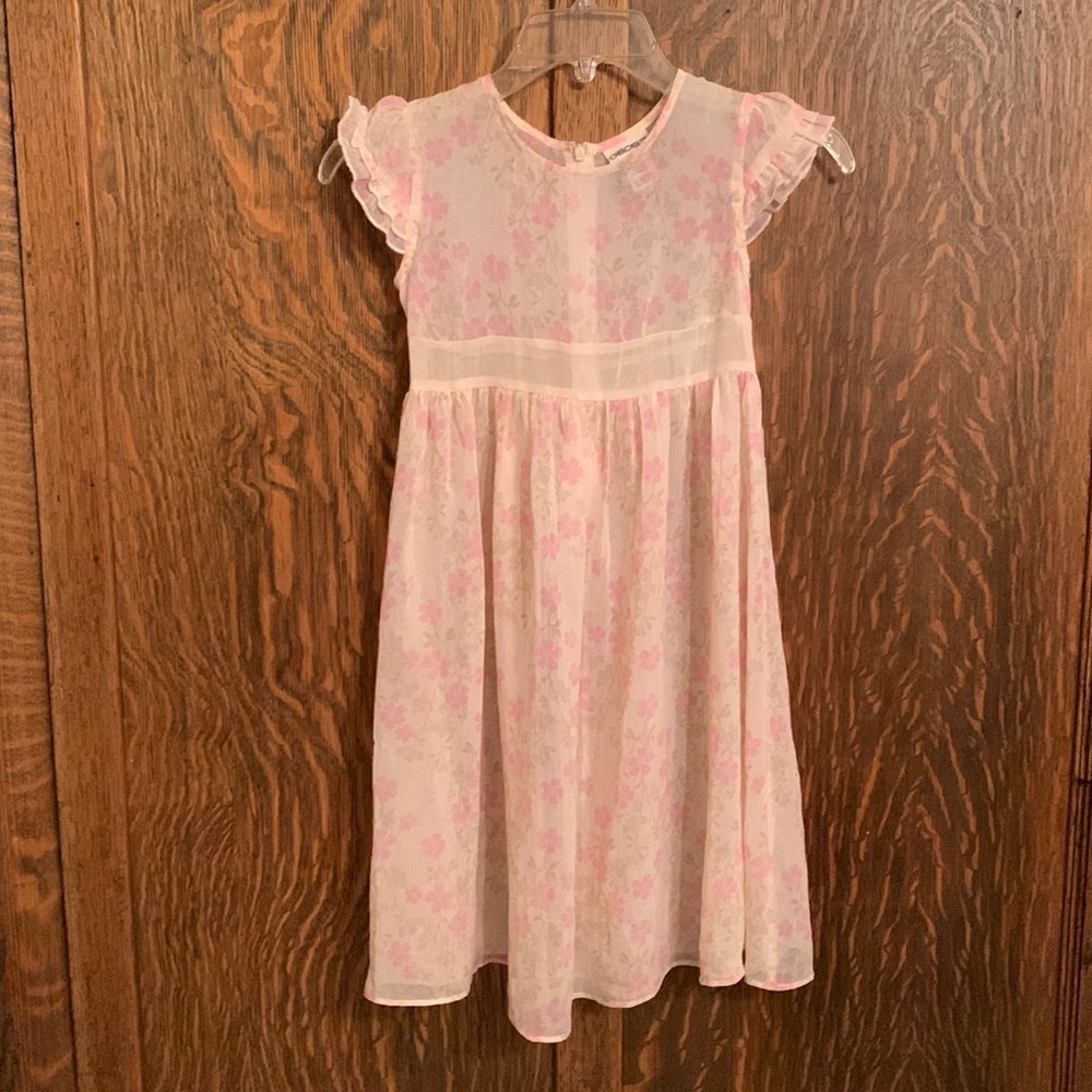 Cherokee sheer girls dress cherry blossom floral print S 6/6X